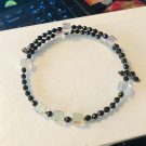 Black and crystals beaded choker, 4011N, boho claspless jewelry gift ideas