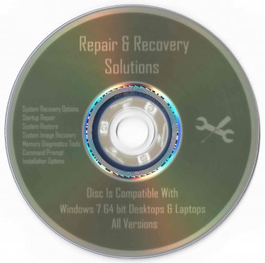 Bootable Repair & Install Disc Disk For All Versions of Windows 7 64 bit User Friendly