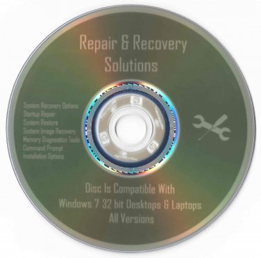 Bootable Repair & Install Disc Disk For All Versions of Windows 7 32 bit User Friendly