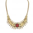 Ancient Egyptian inspired necklace  geometric gold metal and red resin fashion necklace
