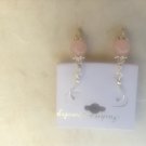 Rose quartz gemstone silver drop style earrings . Fashion pale pink