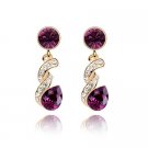 Purple amethyst and diamond crystals top earrings