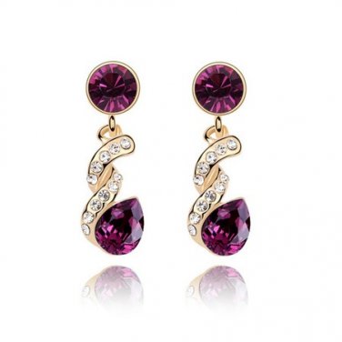 Purple amethyst and diamond crystals top earrings