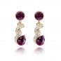 Purple amethyst and diamond crystals top earrings