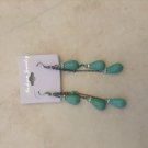 Genuine turquoise three tiered long dangle earrings