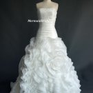 2015 Fabulous Ruched Bodice Ruffled Organza Ball gown Wedding dress Corset Back