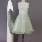 Short Wedding Dresses,Ivory Lace sage Organza Short Beach Wedding Bridal Dress,spring wedding