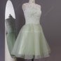 Short Wedding Dresses,Ivory Lace sage Organza Short Beach Wedding Bridal Dress,spring wedding