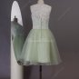 Short Wedding Dresses,Ivory Lace sage Organza Short Beach Wedding Bridal Dress,spring wedding