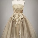 2015 champagne Outdoor/ Destination wedding dress, Vintage lace wedding dress