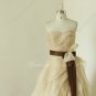 Champange Elegant ruched a line flowy organza wedding dress, Ruffled wedding dresses