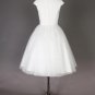 2015 style Ivory Knee Length Weddin Dress,Tulle Chiffon Ball Gown cap Sleeves
