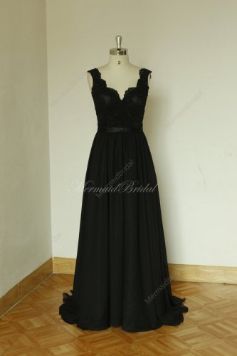 Black Lace Sexy Backless/open back Wedding Dress,Chiffon Lace 2015