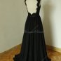 Black Lace Sexy Backless/open back Wedding Dress,Chiffon Lace 2015