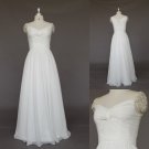 Chiffon Ivory A-line Beach/Destination Wedding Dress, sleeves and Sweetheat Neckline