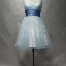 Simple lovely light blue organza pleated wedding dress,destination wedding dres
