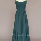 Simple Chiffon Ivory A-line prom dress, party dress with elegant beading cap sleeves