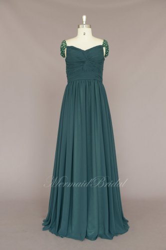 Simple Chiffon Ivory A-line prom dress, party dress with elegant beading cap sleeves