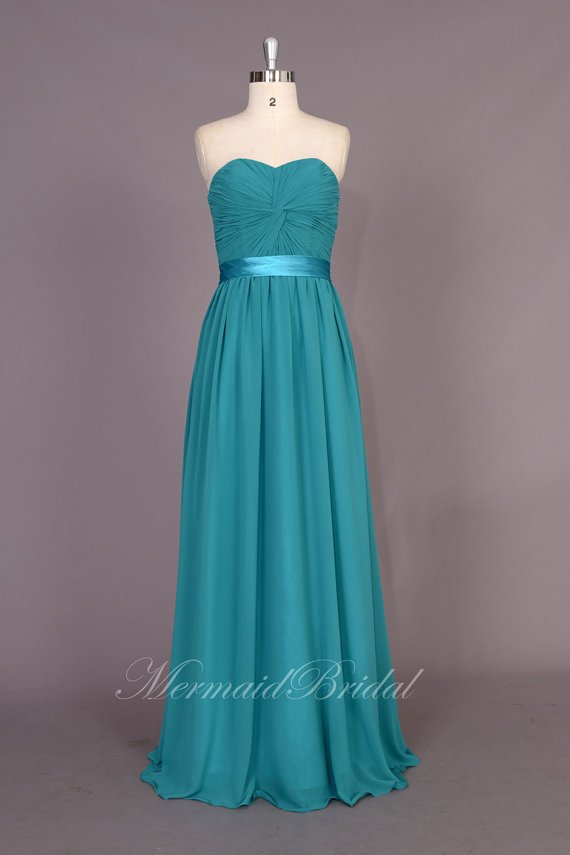 Hunter green A-line Sweetheart prom dress, Long chiffon Prom Dresses ...