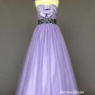 Lavender prom dress, ball gown with elegant beading band, sweet sixteen dress