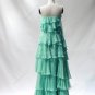 Green chiffon reuffled A line Prom Dress/ Evening Gown, formal evening dress, chiffon prom gown