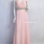 Beading waist V neck Light pink Long Prom dresses, Evening dresses,  Bridesmaid gowns