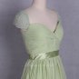 Sage Prom Dress Cap Sleeves,Chiffon Long Prom Gown Patty Dress with elegant Beading Shoulders