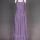Simple halter wistaria Long bridesmaid dress,  simple bridal party Dress With Sweetheart Neckline