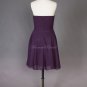 Eggplant Knee Length Bridesmaid Gown, simple bridal party dresses with high waistlin