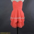 Coral Bridesmaid Dress, A-line Sweetheart Short Bridesmaid Dress, Chiffon Bridesmaid Dress