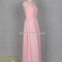 One Shoulder Long Pink Chiffon Bridesmaid Dress,evening dress,prom dress