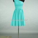 Custom Made Bridesmaid Dress, Turquoise Chiffon Bridesmaid Dress, A-line Short Bridesmaid Dress