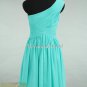 Custom Made Bridesmaid Dress, Turquoise Chiffon Bridesmaid Dress, A-line Short Bridesmaid Dress