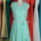 Mint Scoop Neck Bridesmaid Dress, Short Straps Chiffon Bridesmaid Dress，cheap prom dress