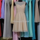Champagne Bridesmaid Dress, Champagne Chiffon Bridesmaid Dress, Short Bridesmaid Dress, Cheap  Dress