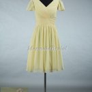 Junior Daffodil Bridesmaid Dress, Cap Sleeves Short Chiffon Bridesmaid Dress,party dress