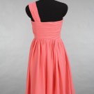 Junior Bridesmaid Dress, Knee Length Coral Cheap Chiffon Bridesmaid Dress