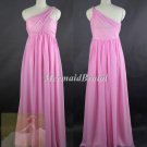 Peach Bridesmaid Dress, Sheath One Shoulder Floor-length Chiffon Bridesmaid Dress