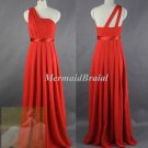 One Shoulder Bridesmaid Dress 2014, A-line One Shoulder Long Chiffon Bridesmaid Dress 2014