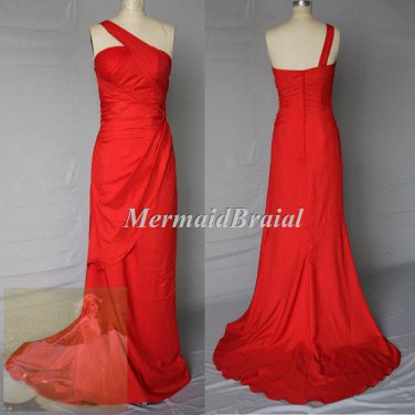 One Shoulder Evening Dress, Sheath/Column One Shoulder Floor-length Taffeta Bridesmaid Dress