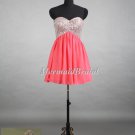 Coral Party Dress 2014, Sweetheart Beading Short Chiffon Homecoming Dress,bridesmaid dress