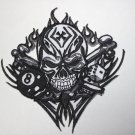 CROSS DEATH SKULL LUCKY GAME PATCH MOTORCYCLE IRON OR SEW ON EMBROIDERED 4"X4.1" FREE DELIVERY