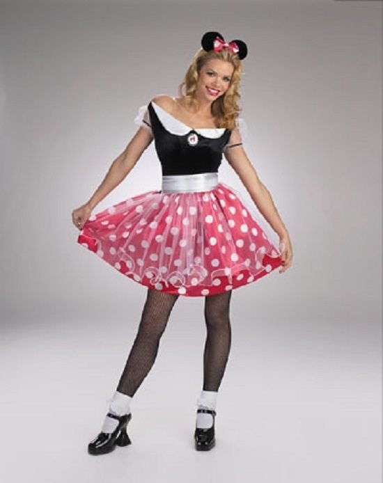 Disney Deluxe Minnie Mouse Adult Dress Costume Up To Size 14