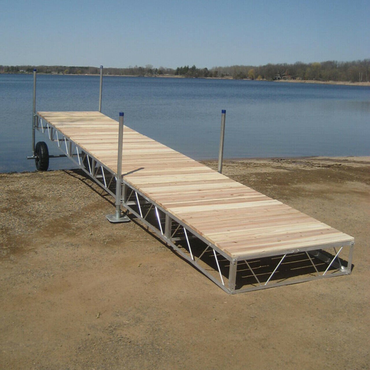 Patriot Docks Straight RollIn Boat Dock w/ brown cedar Decking