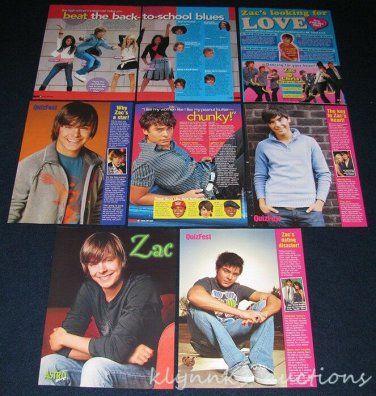 Zac Efron Vanessa HSM 32 Full page Magazine Clippings Pinup Lot L418