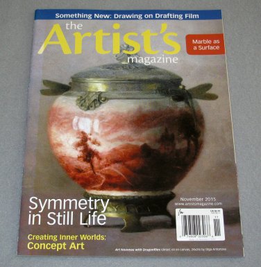 The Artist's Magazine November 2015 Symmetry still life concept art draw on film