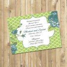 Green and Turquoise Bridal Shower Invitations Personalized Digital Invitation