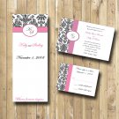 Damask Wedding Invitations w PROGRAM RSVP Any color Personalized Digital Invitation