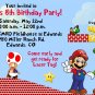 10 Super Mario Brothers Birthday Party Invitations Personalized & 10 Free Address Labels