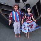Handmade Barbie & Ken 4th Of July Set W/Flags 1950's Style
